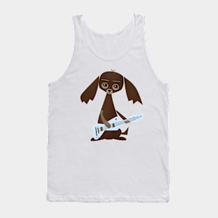 Dog Playing Vintage Guitar Tank Top